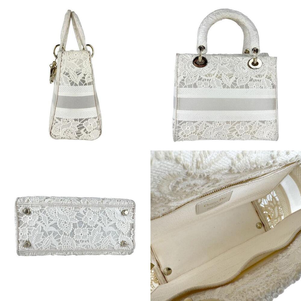 Dior  Lady Bag Shoulder White Off Canvas Christian Delight 2way